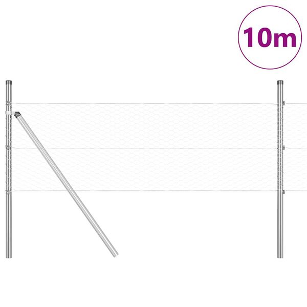 vidaXL Poteau de clôture. Argenté 10 x 0,5 m (maille de 25 mm) Acier