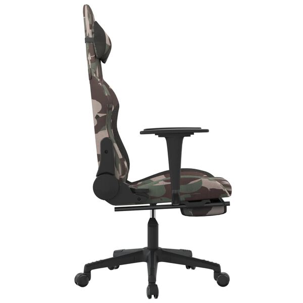 vidaXL Chaise de jeu pivotante avec repose-pieds noir camouflage tissu