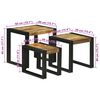 vidaXL Table Gigogne 3 pcs Bois de Mangue Massif et M&eacute;tal