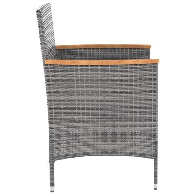 vidaXL Ensemble à manger d'extérieur 9pcs coussins Résine tressée Gris