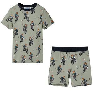 Pyjamas &agrave; manches courtes pour enfants kaki clair 92