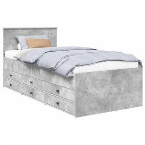 vidaXL Lit d'appoint Gris b&eacute;ton et noir 100 x 200 cm Bois d'ing&eacute;nierie