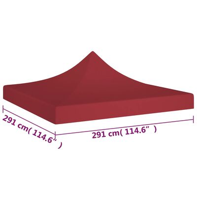 vidaXL Toit de tente de réception 3x3 m Bordeaux 270 g/m²