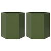 vidaXL Jardini&egrave;res 2 pcs vert olive hexagone 46x40x45 cm acier