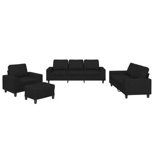 vidaXL Ensemble de canap&eacute;s 4 pcs noir tissu