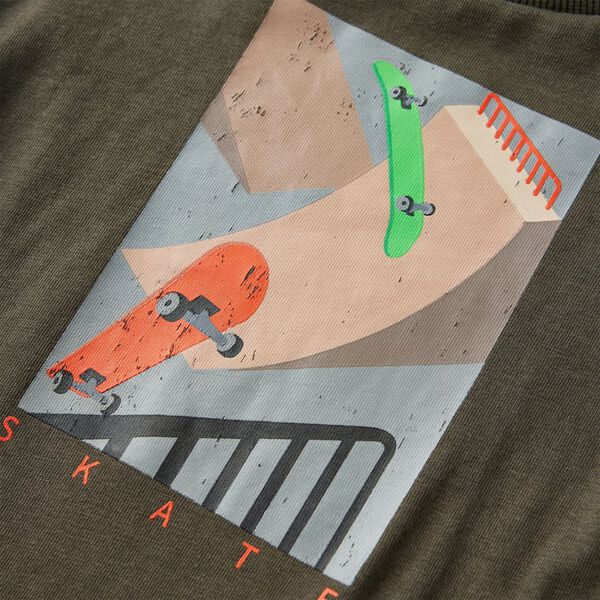 T-shirt enfants &agrave; manches longues kaki 92