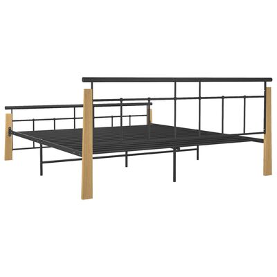 vidaXL Cadre de lit sans matelas métal bois de chêne massif 180x200 cm