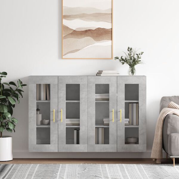 vidaXL Armoires murales 2 pcs gris b&eacute;ton bois d'ing&eacute;nierie