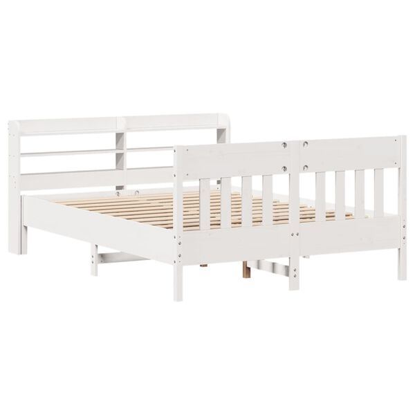 vidaXL Cadre de lit sans matelas blanc 140x190 cm bois de pin massif