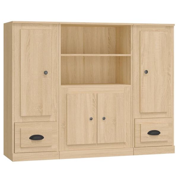 vidaXL Buffets 3 pcs ch&ecirc;ne sonoma bois d'ing&eacute;nierie