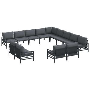 vidaXL Ensemble de canap&eacute; de jardin avec coussin 13 pcs Noir Acier