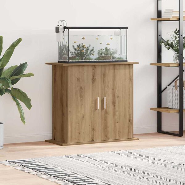 vidaXL Support d'aquarium Ch&ecirc;ne artisanal 81x36x73 cm Bois d'ing&eacute;nierie