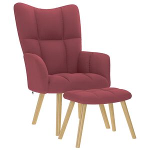 vidaXL Chaise de relaxation avec repose-pied Rouge bordeaux Tissu