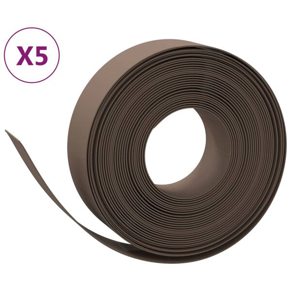 vidaXL Bordures de jardin 5 pcs marron 10 m 15 cm poly&eacute;thyl&egrave;ne