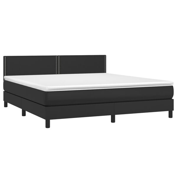 vidaXL Sommier &agrave; lattes de lit avec matelas et LED Noir 180x200cm