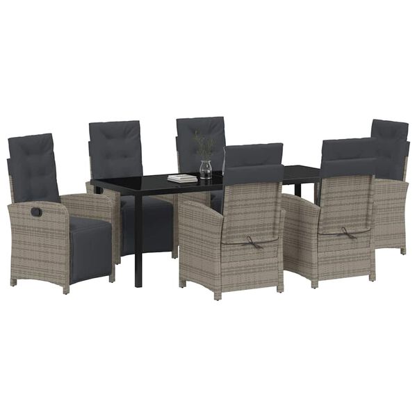 vidaXL Ensemble de salle &agrave; manger pour jardin 7 pcs Gris polyrotin