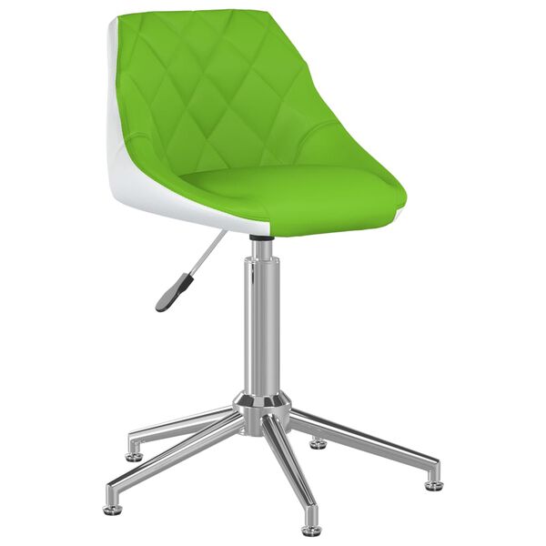 vidaXL Chaise pivotante de salle &agrave; manger Vert et blanc Similicuir