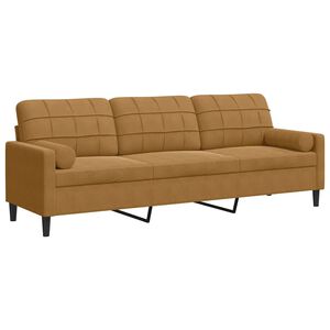 vidaXL Canap&eacute; 3 places avec oreillers d&eacute;coratifs marron 210 cm velours