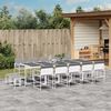 vidaXL Ensemble &agrave; manger de jardin avec coussins 15pcs blanc textil&egrave;ne