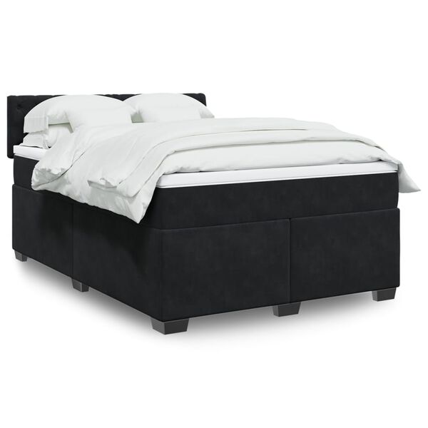 vidaXL Sommier &agrave; lattes de lit avec matelas Noir 140x190 cm Velours