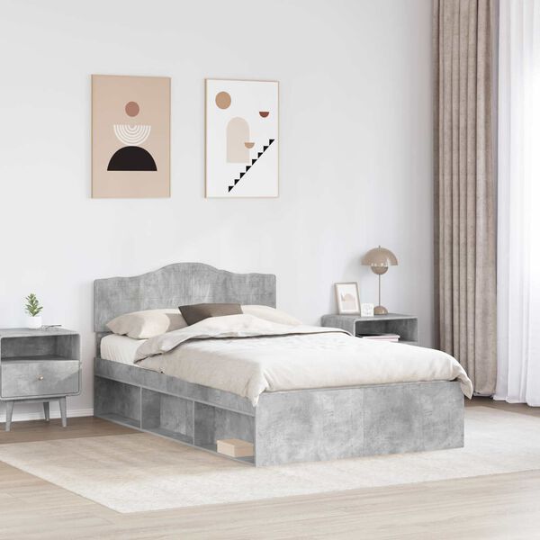 vidaXL Cadre de lit B&eacute;ton 120 x 190 cm Bois de pin massif