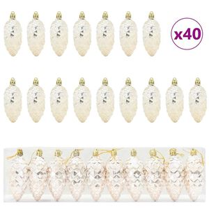 vidaXL Boule de Pomme de Pin de No&euml;l 40 pc Champagne 4 x 9 cm