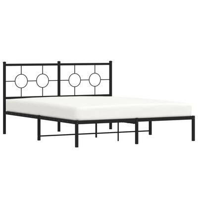 vidaXL Cadre de lit métal sans matelas et tête de lit noir 160x200 cm