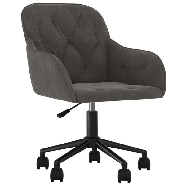 vidaXL Chaise pivotante de bureau Gris foncé Velours