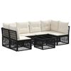 vidaXL Ensemble de canap&eacute; de jardin 7 pc Noir polyrotin