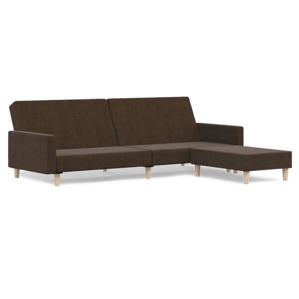 vidaXL Canap&eacute;-lit &agrave; 2 places avec repose-pied Marron Tissu