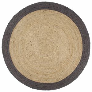 vidaXL Tapis fait &agrave; la main Jute avec bord gris fonc&eacute; 240 cm
