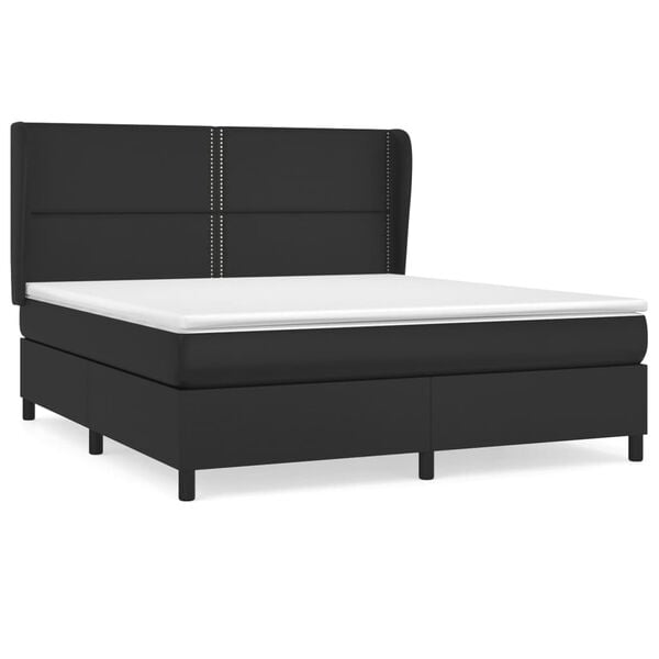 vidaXL Sommier &agrave; lattes de lit avec matelas Noir 180x200 cm Similicuir
