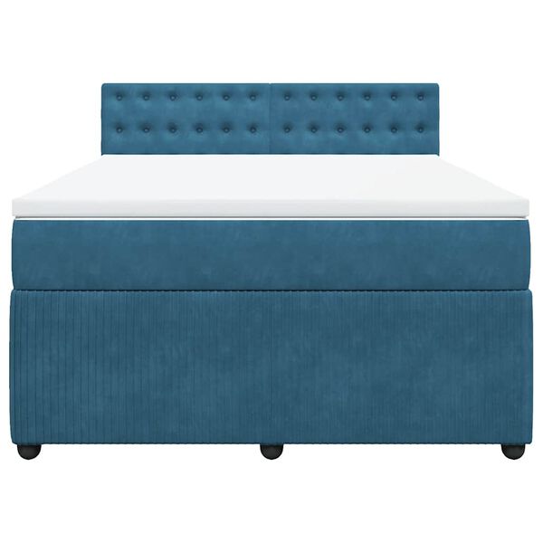vidaXL Sommier &agrave; lattes de lit et matelas bleu 140x200 cm velours