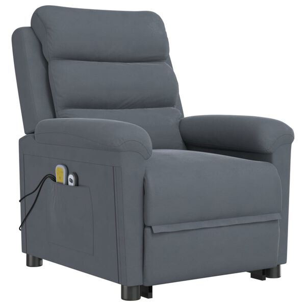 vidaXL Fauteuil de massage Gris foncé Velours