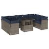 vidaXL Ensemble de canap&eacute; de jardin 10 pcs avec coussins gris r&eacute;sine tress&eacute;e