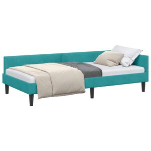 vidaXL Cadre de lit d'angle Turquoise 80 cm x 200 cm Velours