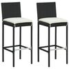 vidaXL Ensemble de bar de jardin 3 pcs et coussins R&eacute;sine tress&eacute;e Noir