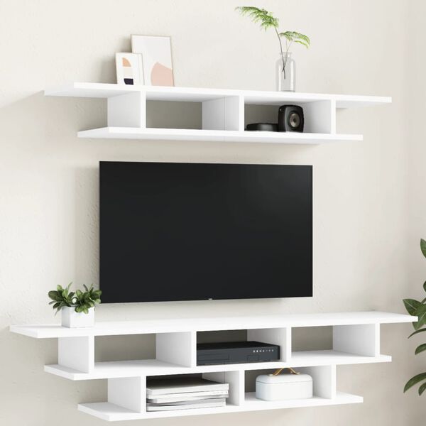 vidaXL Unit&eacute;s murales TV blanc bois d'ing&eacute;nierie