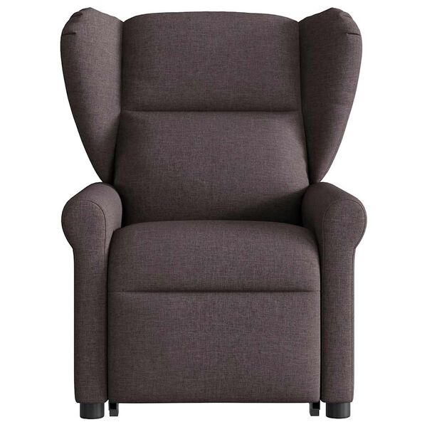 vidaXL Fauteuil inclinable de massage Marron fonc&eacute; Tissu