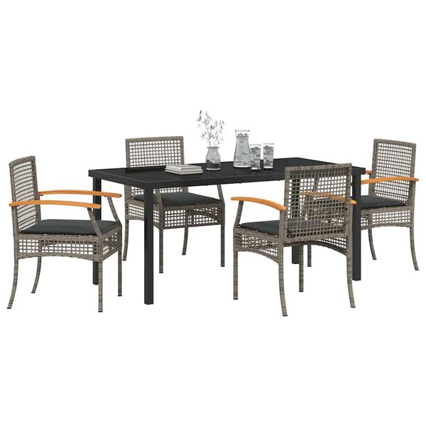 vidaXL Ensemble de salle &agrave; manger pour jardin 5 pcs Gris polyrotin