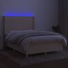 vidaXL Sommier &agrave; lattes de lit matelas et LED Cr&egrave;me 140x200 cm Tissu