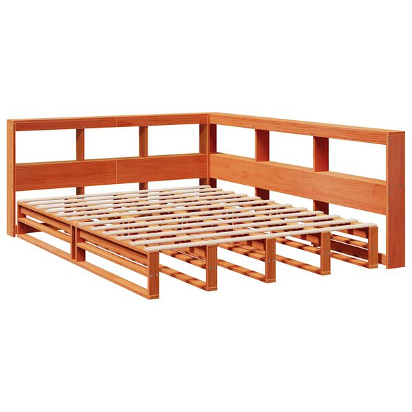 vidaXL Lit biblioth&egrave;que sans matelas cire marron 140x200 cm pin massif