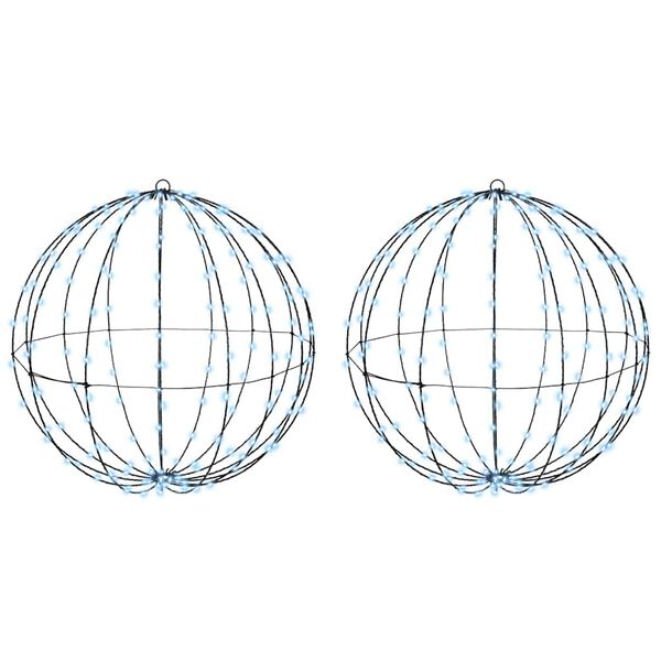 vidaXL Boule avec 384 LED 2 pcs Blanc froid 59,5 x 59,5 x 63 cm M&eacute;tal