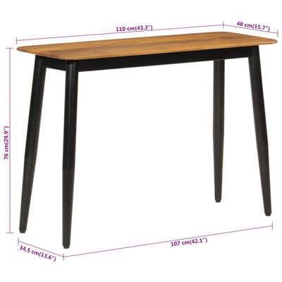 vidaXL Table console 110x40x76 cm bois de manguier solide et fer