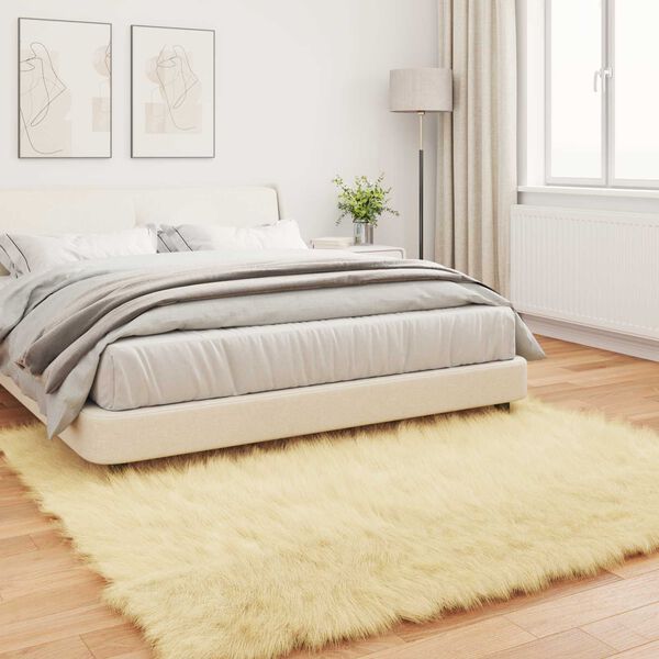 vidaXL Tapis en fausse Tafalla Cr&egrave;me 200 x 200 cm Polyester