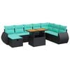 vidaXL Salon de jardin avec coussins 9pcs marron r&eacute;sine tress&eacute;e acacia