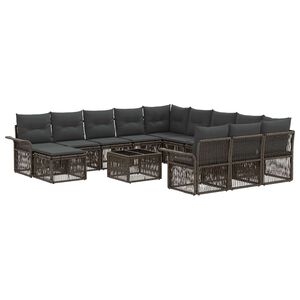 vidaXL Ensemble de canap&eacute; de jardin 13 pc Gris et Gris fonc&eacute; polyrotin