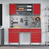 vidaXL Placard de travail 8 pcs Rouge Bois d'ing&eacute;nierie et acier