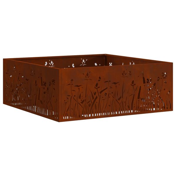 vidaXL Foyer de chemin&eacute;e Marron 80 x 80 x 30 cm Acier patin&eacute;