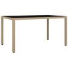 vidaXL Table de jardin plateau en verre R&eacute;sine tress&eacute;e verre tremp&eacute;